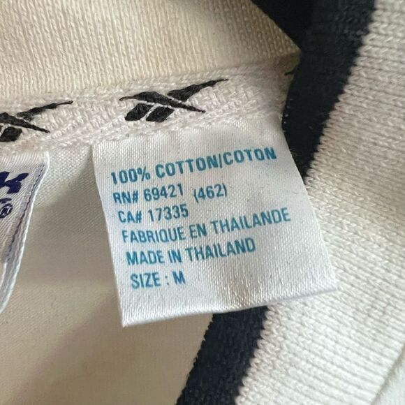 Vintage Reebok 100% Cotton White & Black Rugby Shirt - Medium - Picture 3 of 8